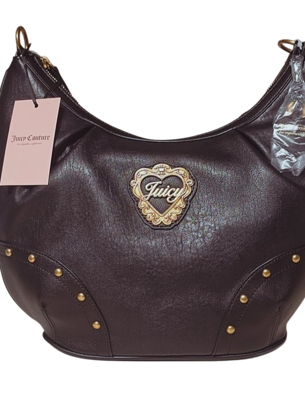Juicy Couture Dark Brown Studded Hobo Shoulder Bag